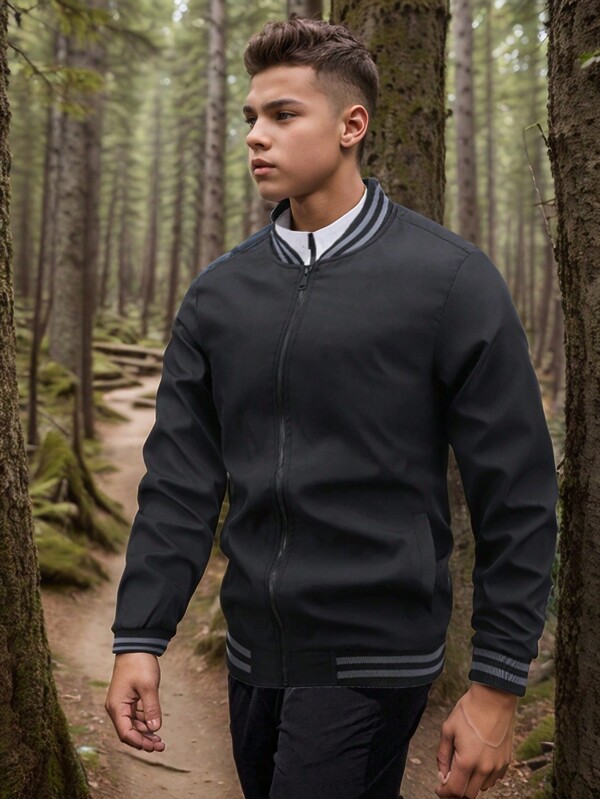 1pc Men's Outdoor Baseball Jacket, Spring Autumn 2025 New Casual Loose Bomber Jacket, Thin Summer Work Wear Top