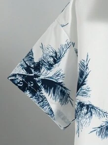 Boys Daily Casual Outing Fashion Print Plant Pattern Front Patch Design Drop Shoulder Style Short Sleeve Shirt Top And Chapter Design Shorts Two Pieces Suit Boy Shorts Suit Summer