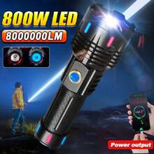 8000000LM Super Powerful Flashlight 800W Rechargeable Torch Light 3500 Meters High Power LED Flashlights Waterptoof Lantern - Black - View 2