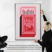 1pc, Canvas Hanging, Framed Decorative Painting, Vintage Chic Pink Pony Club Canvas Art - Amazing Cowgirl Themed Wall Decor With Music Lyrics, Red And Pink Matchbox Design, Perfect For Living Room, Bedroom, Home Office Decor, Wall Art, Vintage Poster Gifts Birthday Graduation