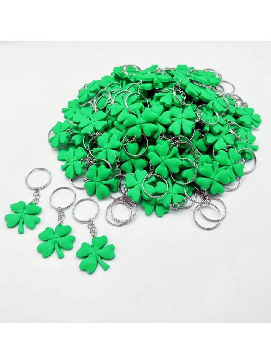10pcs Leaf Clover Keychain Pendant Lucky Clover Cute DIY Gift Party Family Friends St. Patrick'S Day Car Accessories Bag Charm School Goth Y2k - Multicolor - View 1