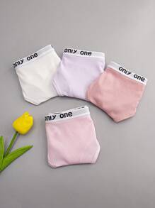 4 pezzi Perizoma donna a vita alta, elasticizzato e comodo, con stampa di lettera