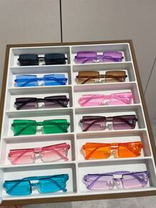 12pcs Square Frameless Dopamine Glasses, Fashionable Colorful Street Style Outdoor Party Beach Travel Elegant For Women - Multicolor - View 4