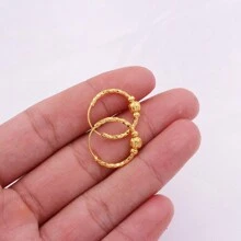 耳环镀金小圆耳环时尚珠宝女士礼物圈形穿孔金耳环穿孔配饰 - 金色 - 查看 7