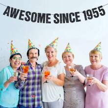 1 套，黑色超棒自 1995/1985/1975/1965/1955 年生日派对 DIY 串黑色闪光横幅，手工制作的男女黑纸花环，多用途庆祝装饰，无需电力，怀旧装饰|粗体文字设计|易于安装的横幅，30/40/50/60/70 岁生日派对装饰品 - 黑色 - 查看 8