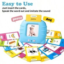 Spanish & English Talking Flash Cards For Boys And Girls Bilingual Spanish English, Learning Cards Sensory Sight Words Toys,Speech Training Toys, Educational Montessori Learning Interactive Talking 224 Sight Words Flash Cards Toys Halloween/Christmas Gifts - Multicolor - View 3