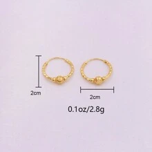 耳环镀金小圆耳环时尚珠宝女士礼物圈形穿孔金耳环穿孔配饰 - 金色 - 查看 4