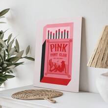 1pc, Canvas Hanging, Framed Decorative Painting, Vintage Chic Pink Pony Club Canvas Art - Amazing Cowgirl Themed Wall Decor With Music Lyrics, Red And Pink Matchbox Design, Perfect For Living Room, Bedroom, Home Office Decor, Wall Art, Vintage Poster Gifts Birthday Graduation
