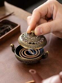 1pc Lamp Metal Incense Burner - Vintage Style Home Decor, Candle Holder Gift With No Candle Rama Decoration Rama - Multicolor - View 11