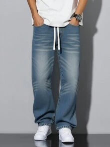 Men's Straight Loose Casual Jeans, Simple And Versatile, Fashion - Blue - View 3