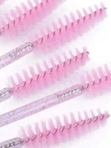 Set de 100pzs /50pzs /10pzs Brochas desechables para pestañas y cejas, cerdas de nailon, varilla de plástico ABS, compatibles con piel normal - Set de cepillos rosas y negros