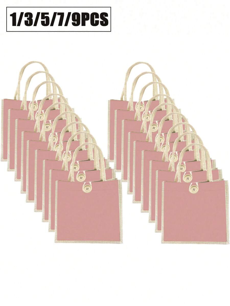 1/3/5/7/9 chiếc Túi vải lanh, Túi vải trơn, Túi mua sắm thời trang đa năng có thể tái sử dụng, Túi đựng quà tặng cho cuộc họp thường niên, Bạn có thể tự thiết kế, Đơn giản và thanh lịch, Túi đựng quà cưới cho phù dâu, Túi cho học sinh, Trở lại trường và giáo viên, Hoàn hảo cho nhu cầu quảng cáo quà tặng, Quà tặng, Triển lãm thương mại, Bề mặt có thể được in lụa, thêu hoặc dập nóng - Nhiều màu - Xem 1