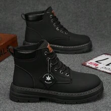 1 Pair Fashionable Men's Hiking Boots: Durable, Stylish, Suitable For Outdoor Casual Wear. (Two Random Versions Will Be Shipped, With Differences Explained In The Image) - Black - View 5