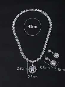 1 Set de 3 piezas de Collar y Aretes de Joyería de Boda con Incrustaciones de Cobre y Circonita Cúbica de Lujo, Accesorios de Vestido de Boda a Juego para Fiesta y Ceremonia