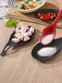 1pc Black Silicone Spoon Rests, Kitchen Scoop Bracket Stand, Multi-Functional Soup Spoon Mat, Easy-Clean Flavor Dish Rests, Spoon Shelf Utensil Spatula Holder, For Kitchen And Restaurant Use, Protects Tableware From Heat Damage, For Cooking