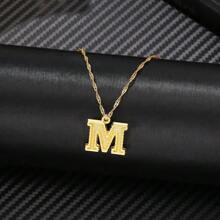 Collar con inicial grande - M, Joyería para hombres, mujeres, niños y niñas, regalo ideal para cumpleaños y festividades - carta - Ver 4