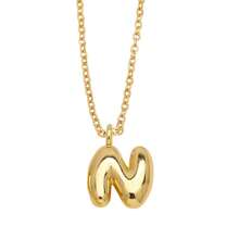 Bubble Letter Stainless Steel Necklace Gold For Women - 18K Gold-Plated Initial Necklace, Delicate Letter Gold Necklace, Layered Gold Necklace, Stylish Initial Necklace Jewelry