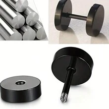 6 Pairs Stainless Steel Black Stud Earrings For Men Women Faux Gauges Ear Tunnel Fake Gauge Earrings 3-8mm