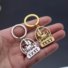1pc Stainless Steel Personalized Keychains, Customized Forest Deer Name Keychain, Customized Tooth Letter Keychain, Customized Animal Bat Keychain,Laser Engraved Nameplate Pendant Keyrings, Custom Text Name Date Key Chains, Birthday Love Gift Jewelry