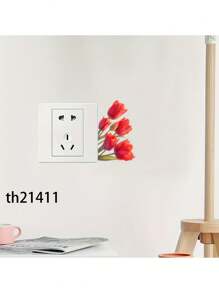 1 Stück abnehmbare kreative Tulpe Schalter Aufkleber, grüne Pflanze Blume Wandaufkleber, grüne Blatt Aufkleber Schalter Aufkleber, dekorative Kunst Wandbilder für Wohnzimmer, Schlafzimmer, Badezimmer, Küche, Heimdekoration (16 STIL), Aufkleber, Wandtattoo, Vinyl Aufkleber für Heimdekoration, Frühlingsdekoration Artikel um Ihr Zuhause aufzufrischen, Rama Dekorations Aufkleber, Valentinstag Dekorations Aufkleber