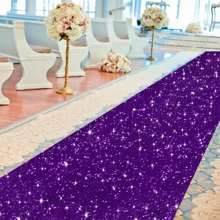 1 Pcs Purple Carpet Runner For Party Wedding Aisle Runners 2x15FT Sequin Aisle Runner For Wedding Ceremony Glitter Aisle Runner Rug Outdoor Carpet Runner For Wedding Bridal Shower Party Decorations - Royal Purple - 查看 2