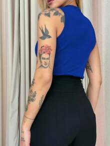 Women's Basic Ribbed Tank Top Ribana - blauer Stift - Übersicht 2