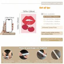 1 pieza, Lienzo colgante, Enmarcado, Impresión artística de pared de cerezas, Póster femenino imprimible, Póster Ma Cherie, Decoración de dormitorio y habitación de niñas, Arte de pared con estilo, Póster elegante, Labios rojos de cerezas, Arte de pared rojo, Arte de pared para el hogar femenino