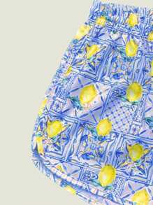 Men's Lightweight Full Print Beach Shorts, Drawstring Waistband, Sports, Casual, Travel, Quick Dry, Summer - Yellow - View 4