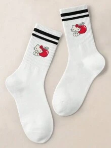 1 Pair Of Men's/Women's/Couple Mid Length Socks, Personalized, Fun, Colorful, Creative Cartoon Design, Holiday Gift, Comfortable And Breathable, Enhancing Family Atmosphere, Fashionable And Novel, Anime, Crazy, Multi-Color, Fun Neutral Socks