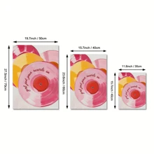 Room Decor 1pc Retro Pink Vinyl Record Canvas Poster, Unframed Wall Art For Living Room & Bedroom Decor, Music Themed Home Decoration - Multicolor - View 4