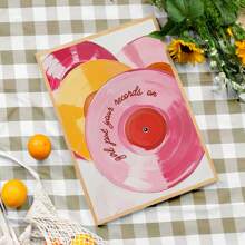 Room Decor 1pc Retro Pink Vinyl Record Canvas Poster, Unframed Wall Art For Living Room & Bedroom Decor, Music Themed Home Decoration - Multicolor - View 5