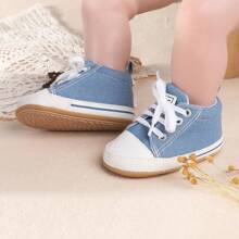 1 双男童纯色帆布系带设计平底休闲可爱幼儿帆布鞋，适合春秋季 - 薄荷藍 - 查看 5