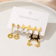 4pcs/Set Clover Stud Earrings, Creative Design, Minimalist, Elegant Vintage, Sweet Romantic Style, Classic Fashion Casual, Suitable For Valentine's Day, Eid, Daily Wear, Party, Holiday, Affordable Gift Choice