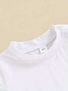 Toddler Baby Boy Short Sleeve Crew Neck T Shirt Pullover Sweatshirt Summer Basic Tee Solid Casual Clothes - White - View 4