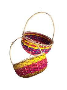 10 Handmade Baskets In Mexican Party Color, Wedding Souvenir Palm - Multicolor - View 1