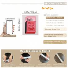 1pc, Canvas Hanging, Framed Decorative Painting, Vintage Chic Pink Pony Club Canvas Art - Amazing Cowgirl Themed Wall Decor With Music Lyrics, Red And Pink Matchbox Design, Perfect For Living Room, Bedroom, Home Office Decor, Wall Art, Vintage Poster Gifts Birthday Graduation