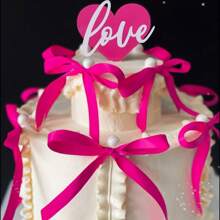 10 件黑色蝴蝶结蛋糕装饰蝴蝶结丝带纸杯蛋糕装饰气球花环新娘婚礼生日派对用品 - 彩色 - 查看 9