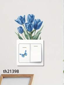 1 Stück abnehmbare kreative Tulpe Schalter Aufkleber, grüne Pflanze Blume Wandaufkleber, grüne Blatt Aufkleber Schalter Aufkleber, dekorative Kunst Wandbilder für Wohnzimmer, Schlafzimmer, Badezimmer, Küche, Heimdekoration (16 STIL), Aufkleber, Wandtattoo, Vinyl Aufkleber für Heimdekoration, Frühlingsdekoration Artikel um Ihr Zuhause aufzufrischen, Rama Dekorations Aufkleber, Valentinstag Dekorations Aufkleber