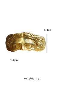 1pc Unisex European & American Venus Face Shaped Retro Carved 925 Silver Adjustable Ring, Proposing Gift