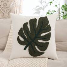 Miater Coconut Tree Decorative Throw Pillow Cover, Velvet Canvas Embroidery Leaves, Suitable For Summer - Brown - View 10