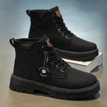 1 Pair Fashionable Men's Hiking Boots: Durable, Stylish, Suitable For Outdoor Casual Wear. (Two Random Versions Will Be Shipped, With Differences Explained In The Image) - Black - View 4
