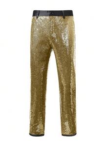 2 pezzi Set Tuta Glitterata - Blazer e Pantaloni, Outfit per Esibizione sul Palco di Discoteca per Presentatore, Fotografo
