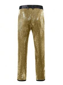 2 pezzi Set Tuta Glitterata - Blazer e Pantaloni, Outfit per Esibizione sul Palco di Discoteca per Presentatore, Fotografo