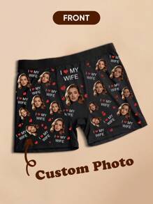 1pc Men's Customized Printed Valentine's Day Boxer Briefs - Multicolor - View 3