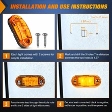 10 piezas Luces indicadoras universales de 10-30V con 4 LED, luces indicadoras frontales y traseras para camiones, autocaravanas, automóviles, autobuses, remolques, furgonetas, caravanas - Ámbar/Rojo/Blanco - 10-30V - Ver 4