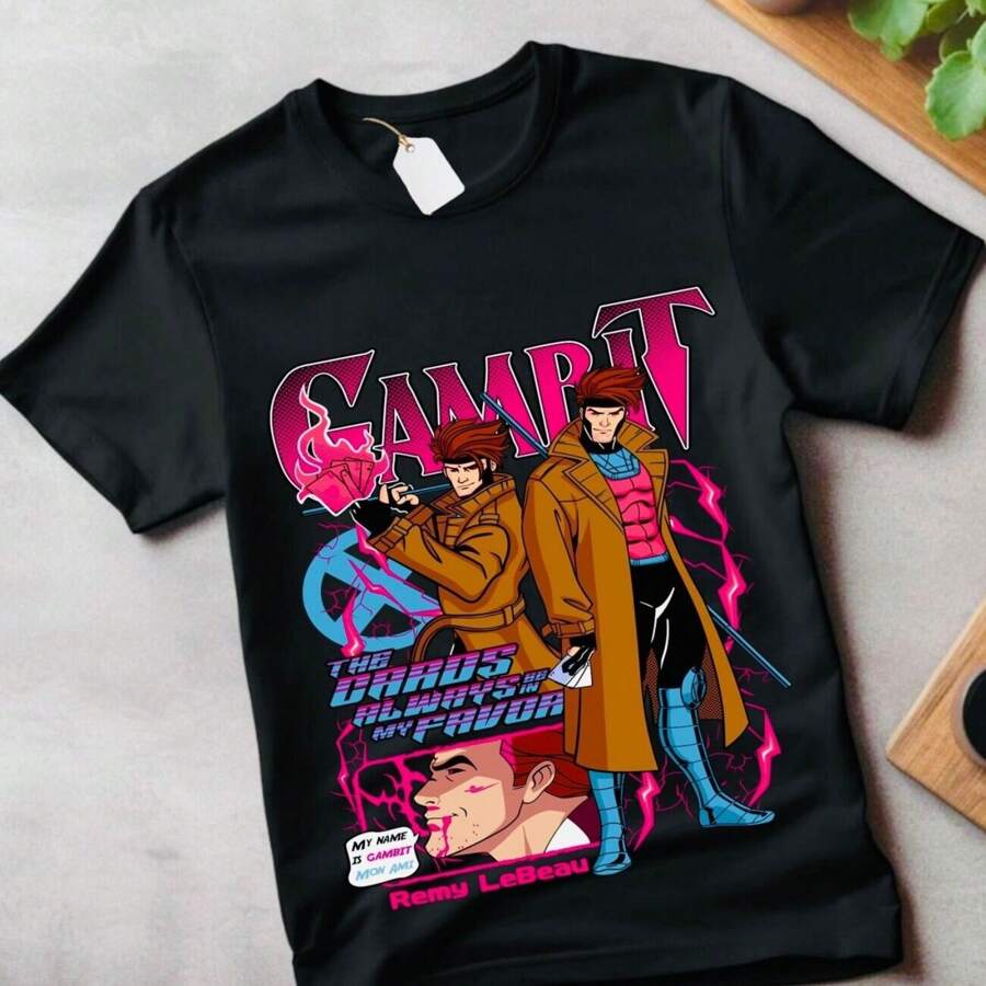 Gambit Card Trick 's X- T-Shirt Grey Gambit Feeling Lucky Shirt Gift