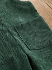 Baby Boy Girl Velvet Overalls Solid Suspender Bib Pants One-Piece Strap Jumpsuit Pocket Fall Winter Outfit