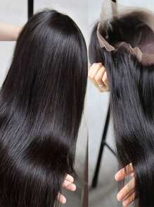 Eulisi Wear And Go Glueless Wigs 60% Human Hair Pre Plucked Pre Cut 5x5 Straight Transparent Lace Front Wigs Human Hair Wigs For Women No Glue Lace Front Closure Ready To Wear Wigs 180% Density Natural Black