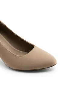 Women's High Chunky Rounded Toe Pumps Block Heels Closed Toe  Solid Color Comfortable Slip On Work Shoes - Màu Khaki - Xem 7