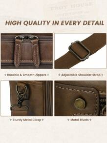 NEWHEY 16英寸男士真皮笔记本电脑包,复古斜挎包,大号单肩办公笔记本电脑包,复古学院风双肩包,适合工作、商务、旅行、夏季、春假、送礼、复古风、笔记本电脑包、钱包收纳包、圣经包 - 彩色 - 查看 5